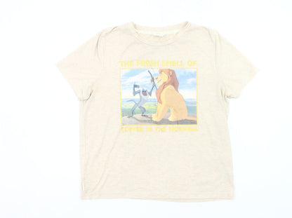 Womens UK Size 14 Disney Beige Basic T-Shirt
