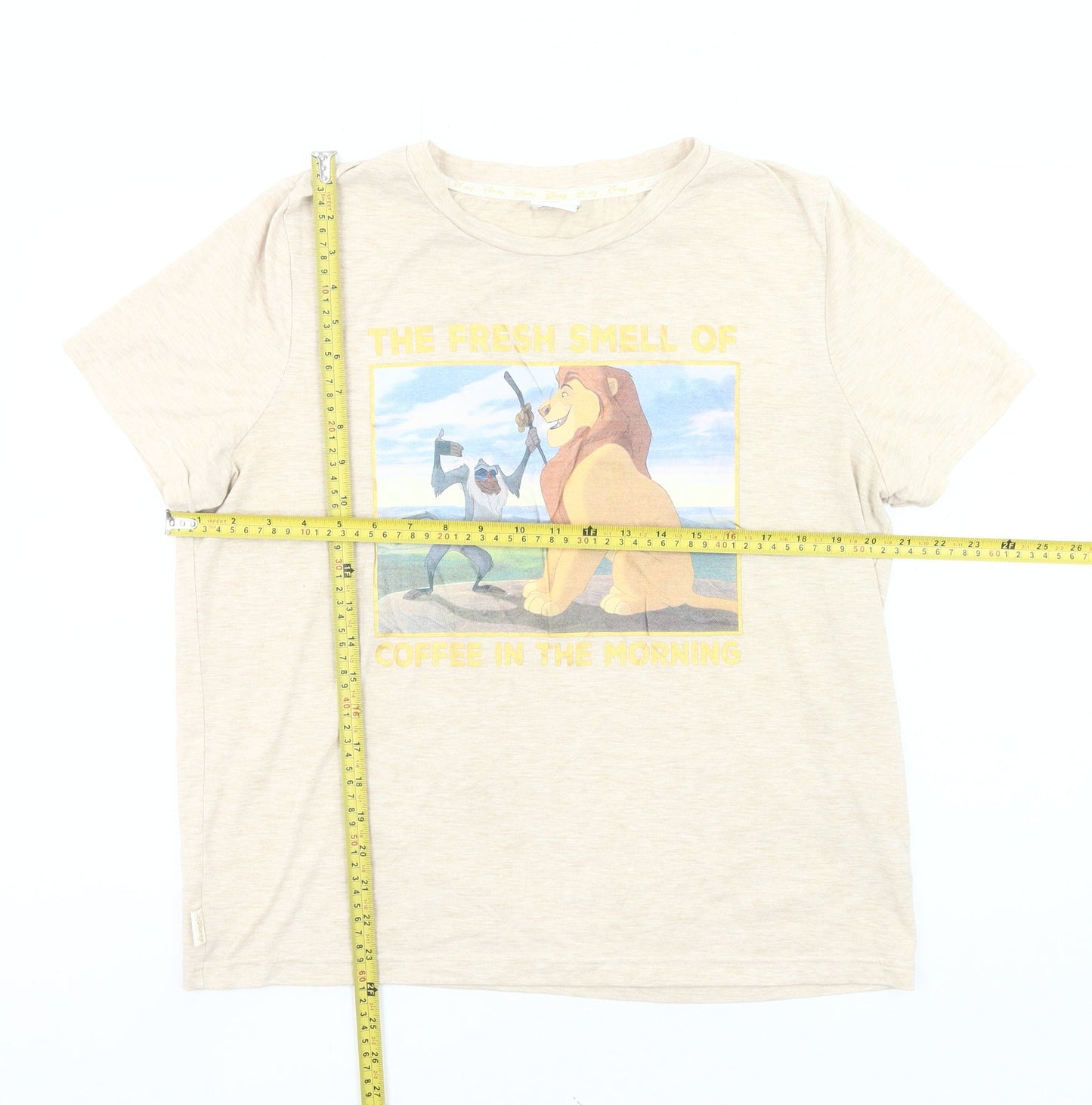 Womens UK Size 14 Disney Beige Basic T-Shirt