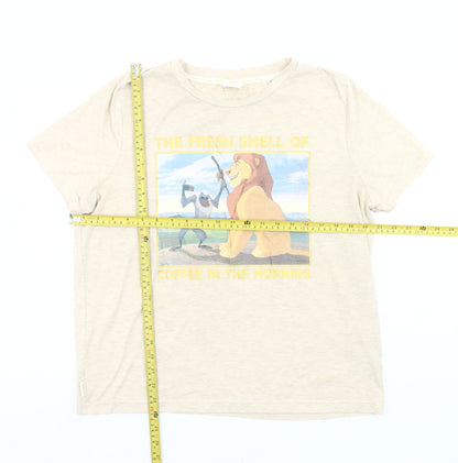 Womens UK Size 14 Disney Beige Basic T-Shirt
