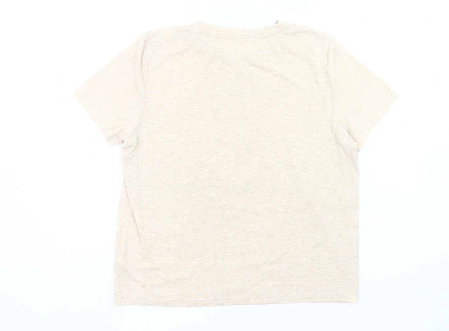 Womens UK Size 14 Disney Beige Basic T-Shirt