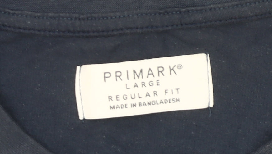Primark Men’s Blue Large Regular Fit Japanese Graphic T-Shirt