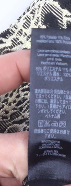 George Womens Black Gold Jacquard A-Line Dress Size 12