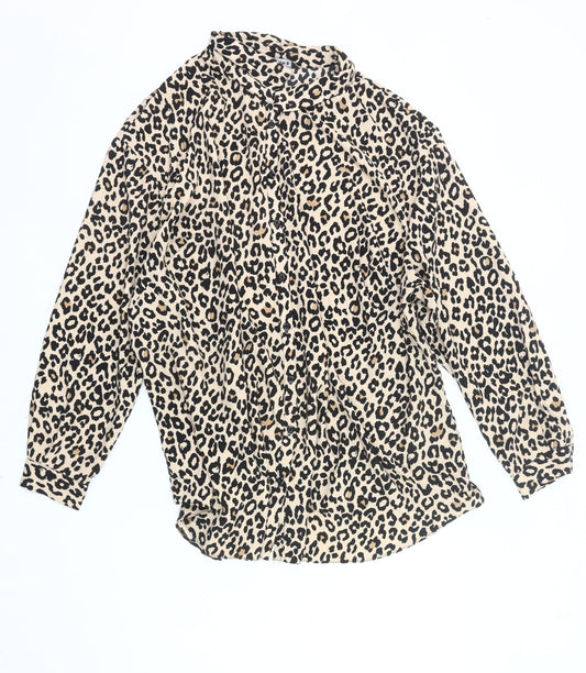 Evans Women’s Leopard Print Button-Up Tunic Shirt Size 26