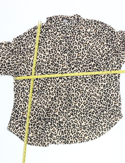 Evans Women’s Leopard Print Button-Up Tunic Shirt Size 26