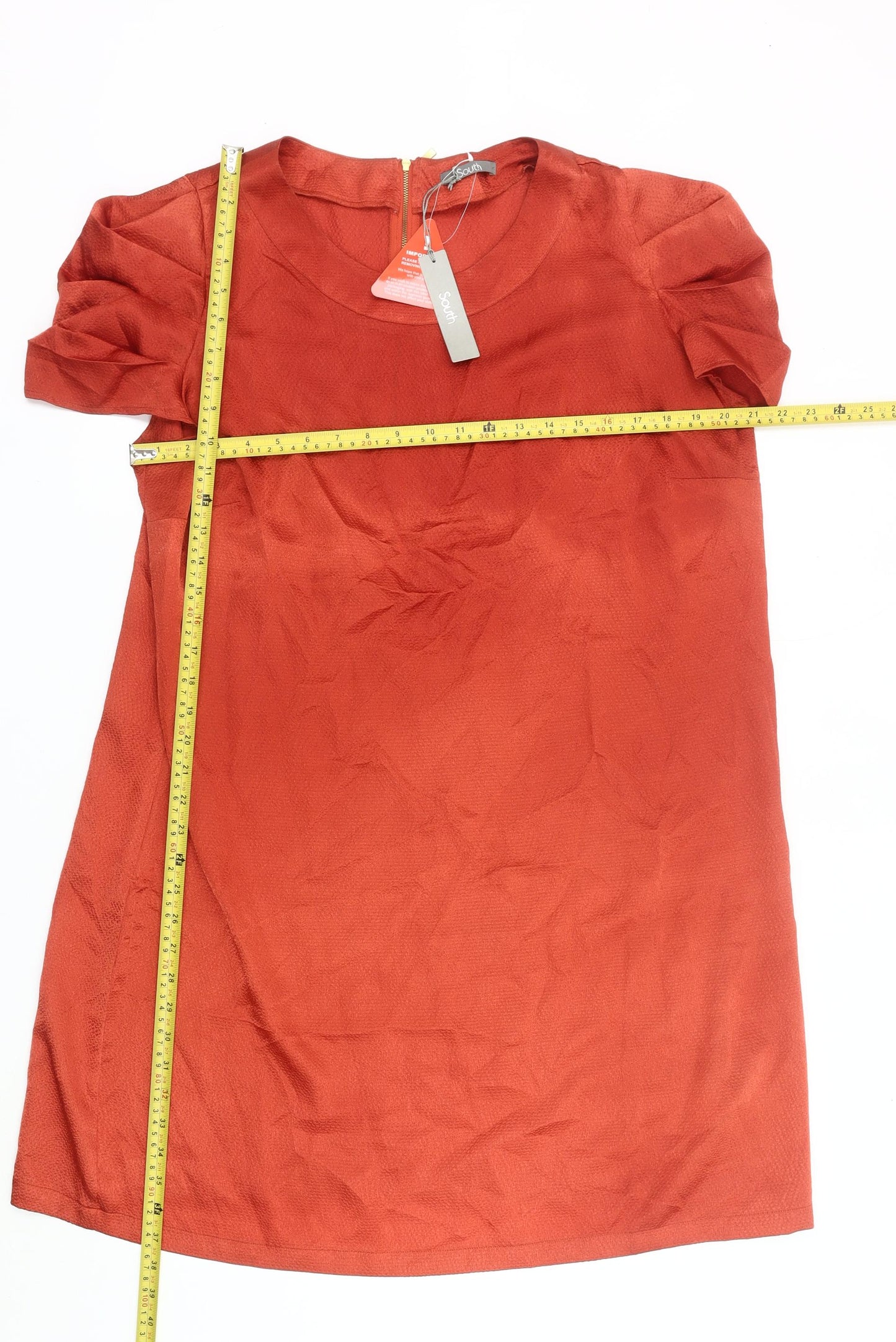 South Women’s Red Shift Dress Size 20 Short Sleeve Zip Back