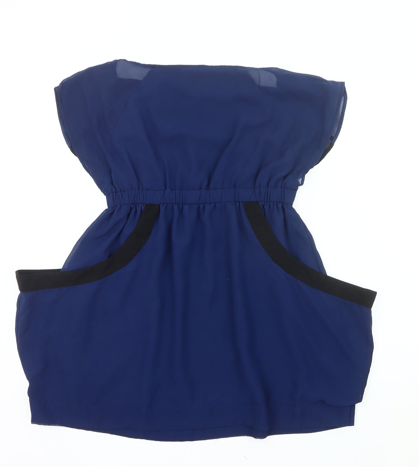 Harper Women’s Blue Tunic Blouse Size 12 Colourblock Cap Sleeve