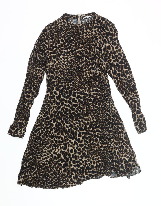 Warehouse Women’s Brown Leopard Print A-Line Dress Size 10