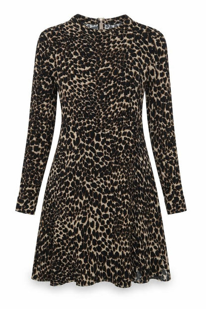 Warehouse Women’s Brown Leopard Print A-Line Dress Size 10