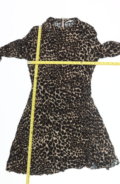 Warehouse Women’s Brown Leopard Print A-Line Dress Size 10