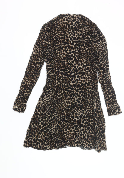 Warehouse Women’s Brown Leopard Print A-Line Dress Size 10