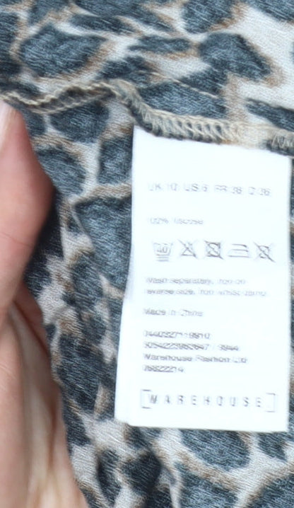 Warehouse Women’s Brown Leopard Print A-Line Dress Size 10