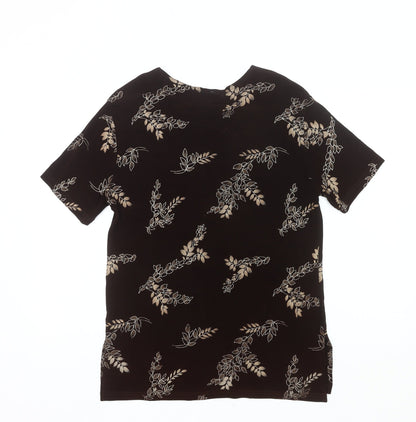 Jostar Women’s Black Floral Scoop Neck Stretch T-Shirt Size L