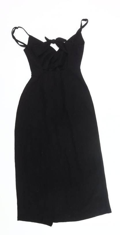 Bershka Women’s Black XS Bodycon Midi Dress Cut Out Party