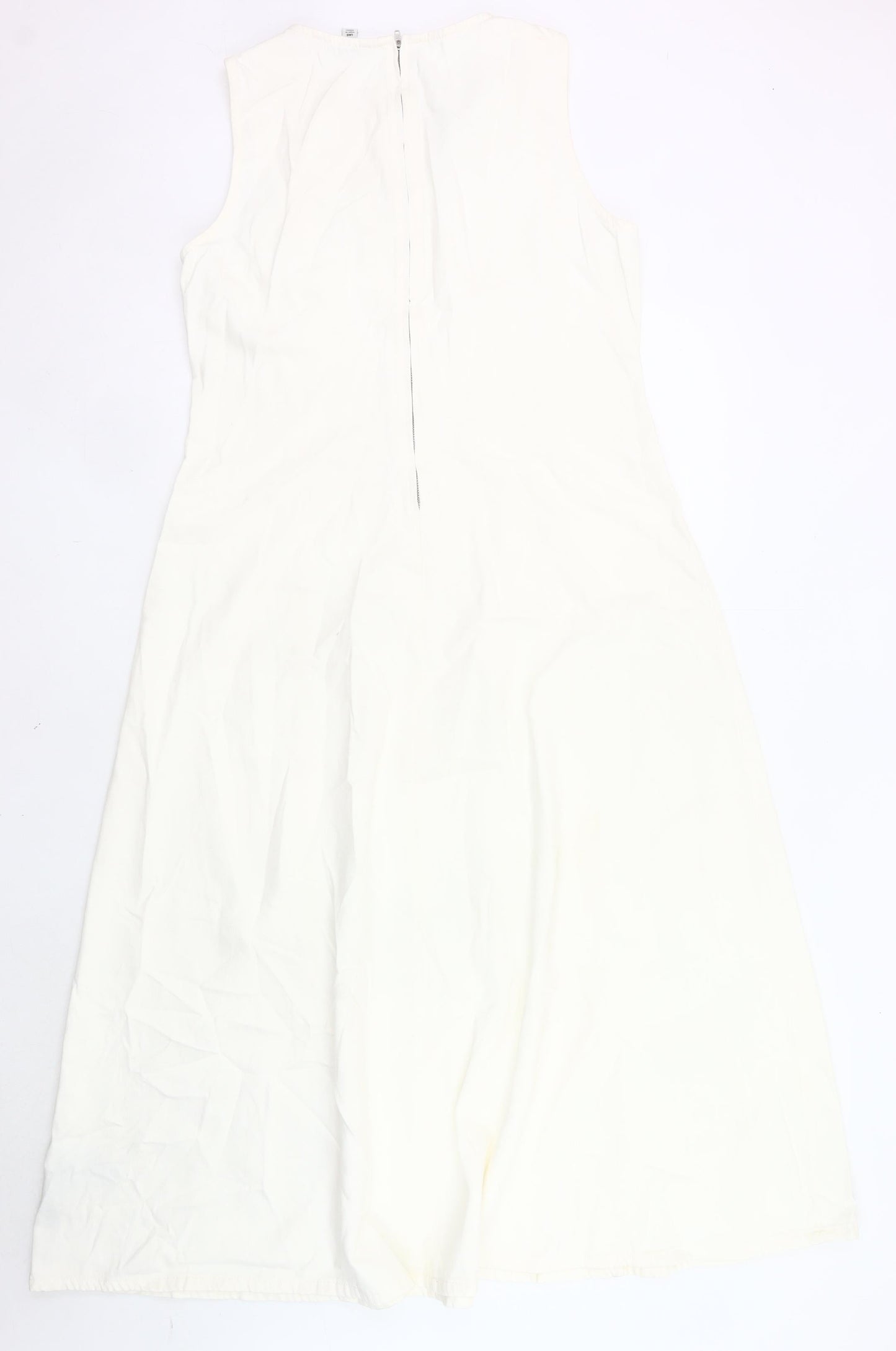 Marks and Spencer Women Ivory Size 14 A-Line Long Dress Cotton