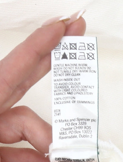 Marks and Spencer Women Ivory Size 14 A-Line Long Dress Cotton