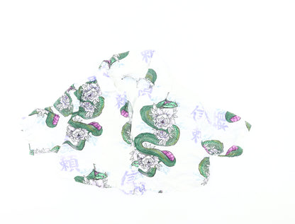 Bershka Womens White Snake Floral Cropped Blouse Size 8