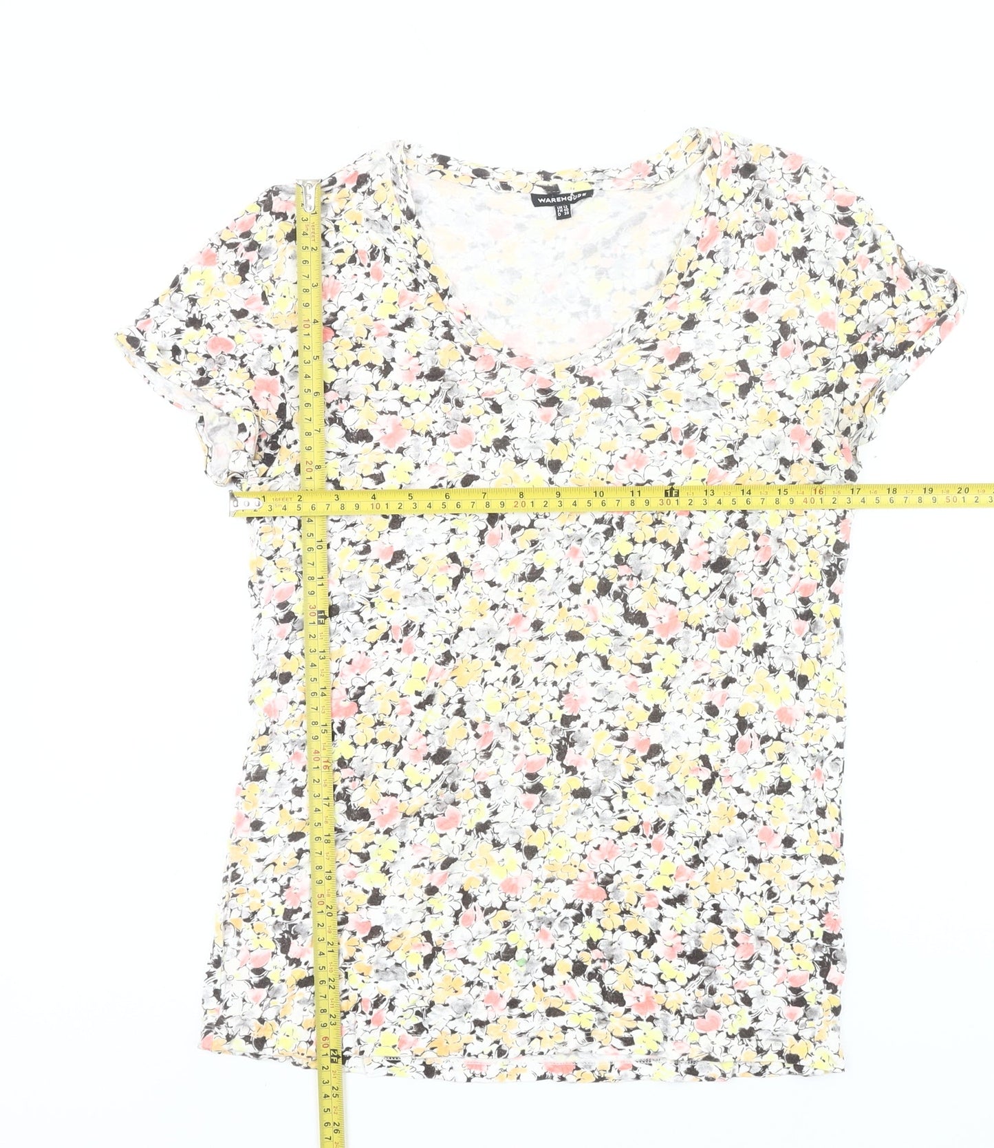 Womens UK Size 12 Warehouse Multicoloured Basic T-Shirt