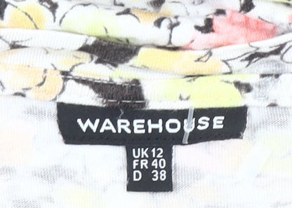 Womens UK Size 12 Warehouse Multicoloured Basic T-Shirt