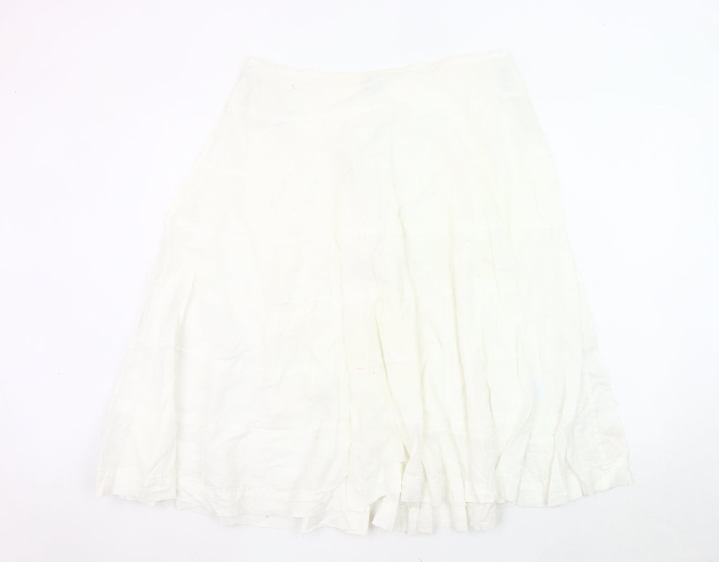 Oasis Women’s White Cotton A-Line Midi Skirt Size 10