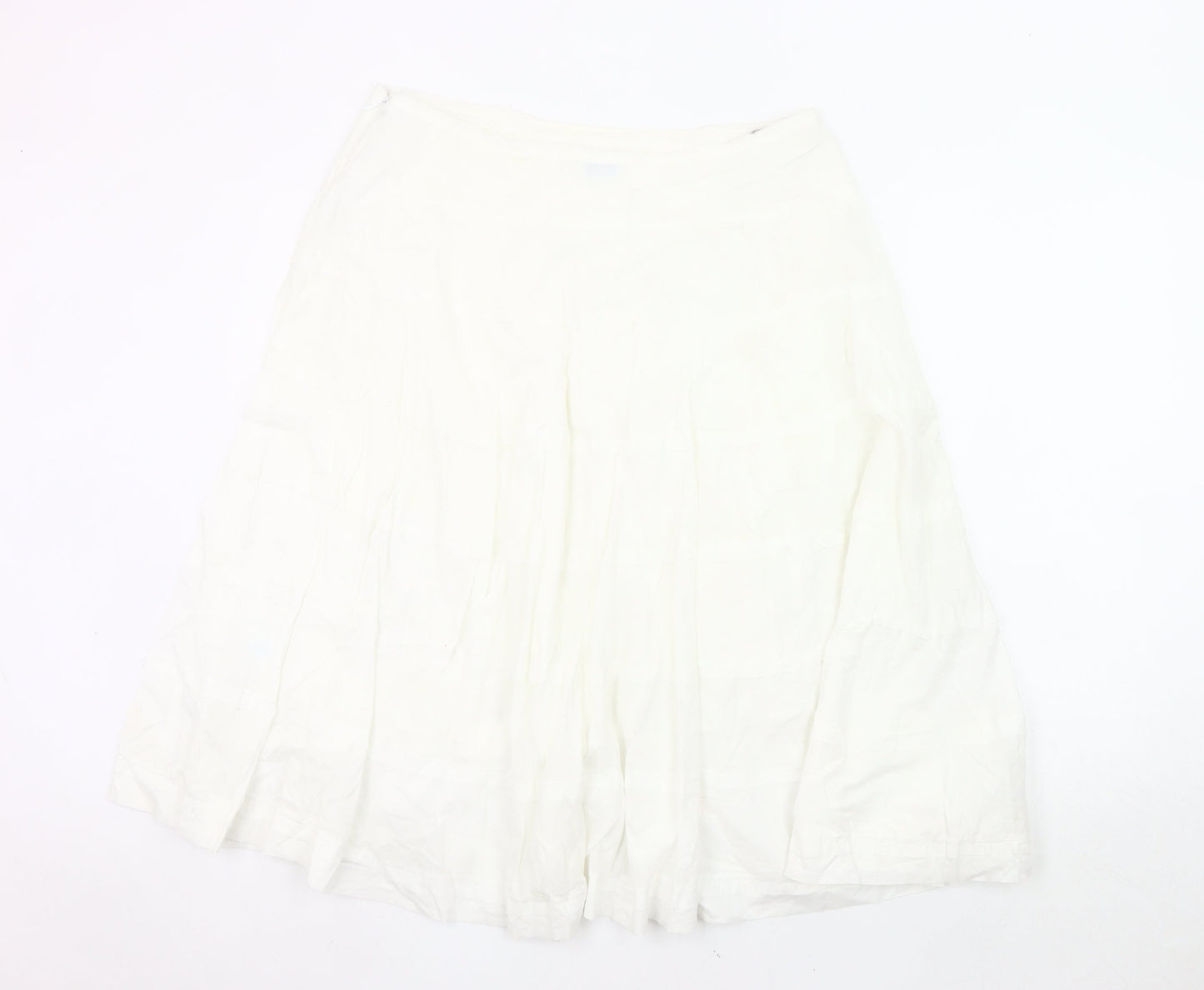 Oasis Women’s White Cotton A-Line Midi Skirt Size 10