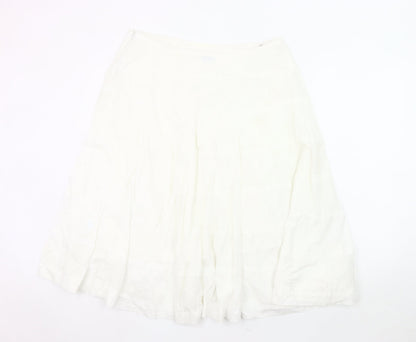 Oasis Women’s White Cotton A-Line Midi Skirt Size 10