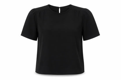 Next Women’s Black Blouse UK 8 Short Sleeve Crew Neck Work Top