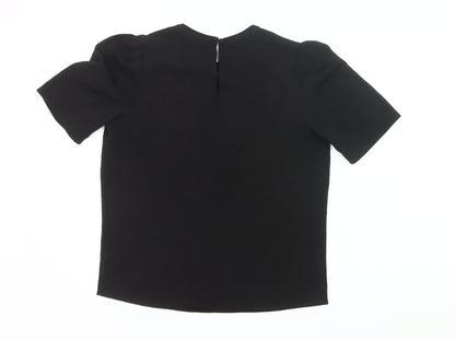 Next Women’s Black Blouse UK 8 Short Sleeve Crew Neck Work Top