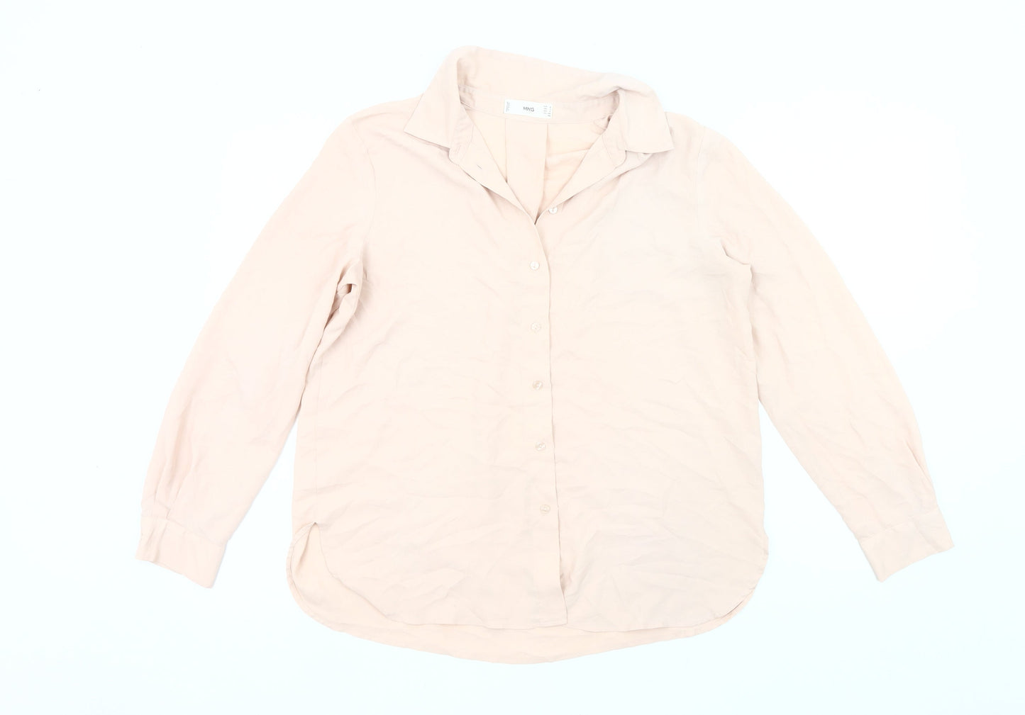 Womens UK Size 10 Mango Beige Basic Button-Up