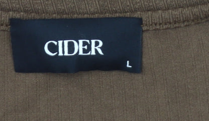 Cider Women Brown Bodysuit L Knit Square Neck Stretch Slim Fit