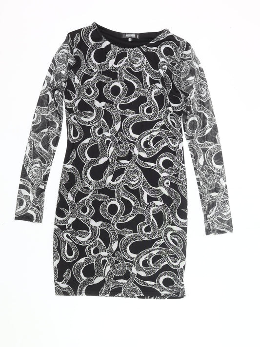 Missguided Women’s Black Snake Print Bodycon Mini Dress UK 14