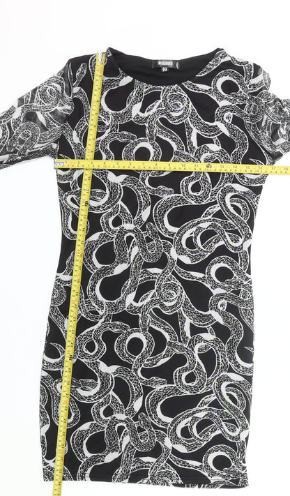 Missguided Women’s Black Snake Print Bodycon Mini Dress UK 14