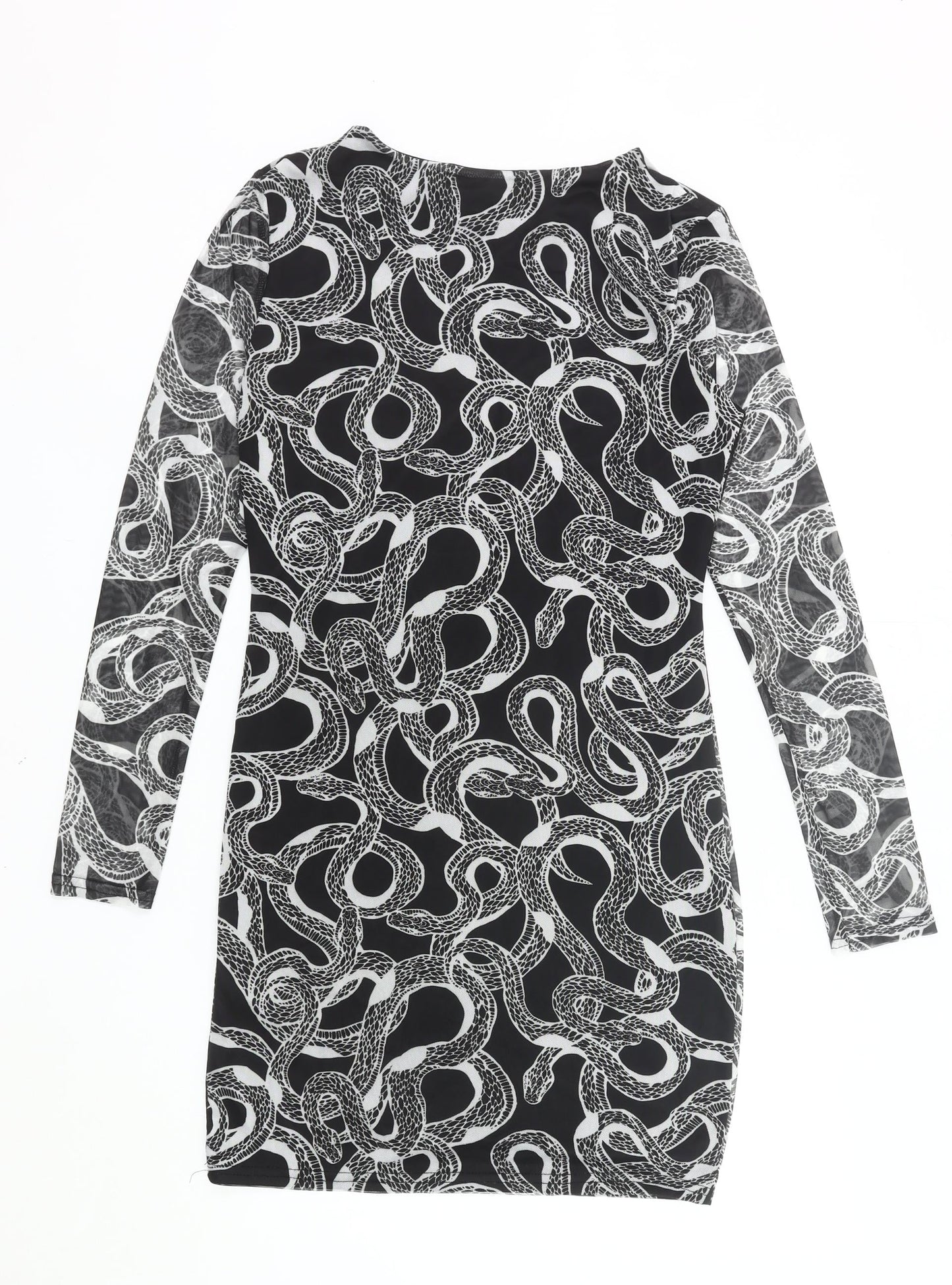 Missguided Women’s Black Snake Print Bodycon Mini Dress UK 14