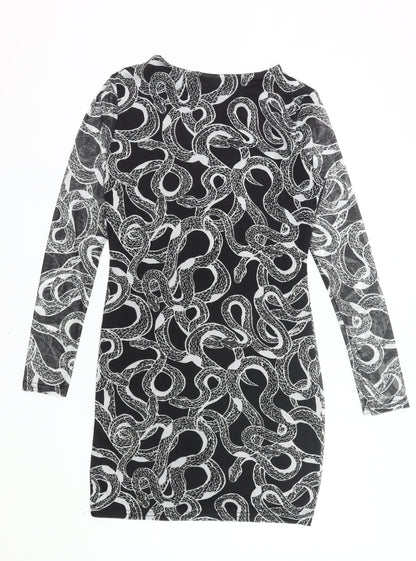 Missguided Women’s Black Snake Print Bodycon Mini Dress UK 14