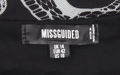 Missguided Women’s Black Snake Print Bodycon Mini Dress UK 14