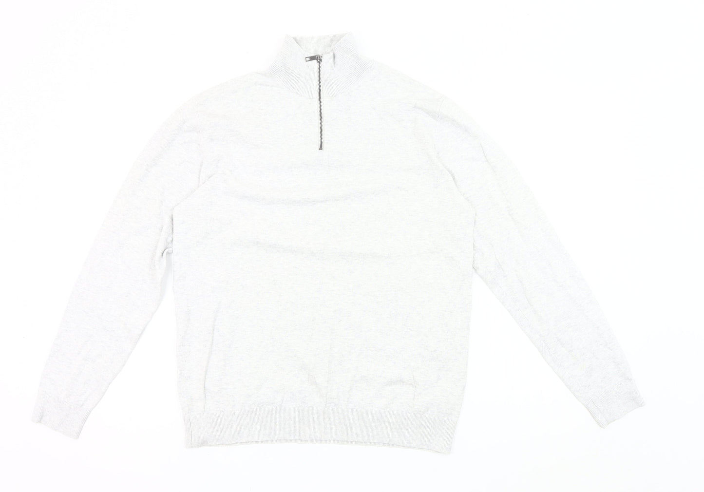 Next Men’s Grey M Cotton Nylon 1/4 Zip High Neck Jumper