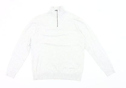 Next Men’s Grey M Cotton Nylon 1/4 Zip High Neck Jumper