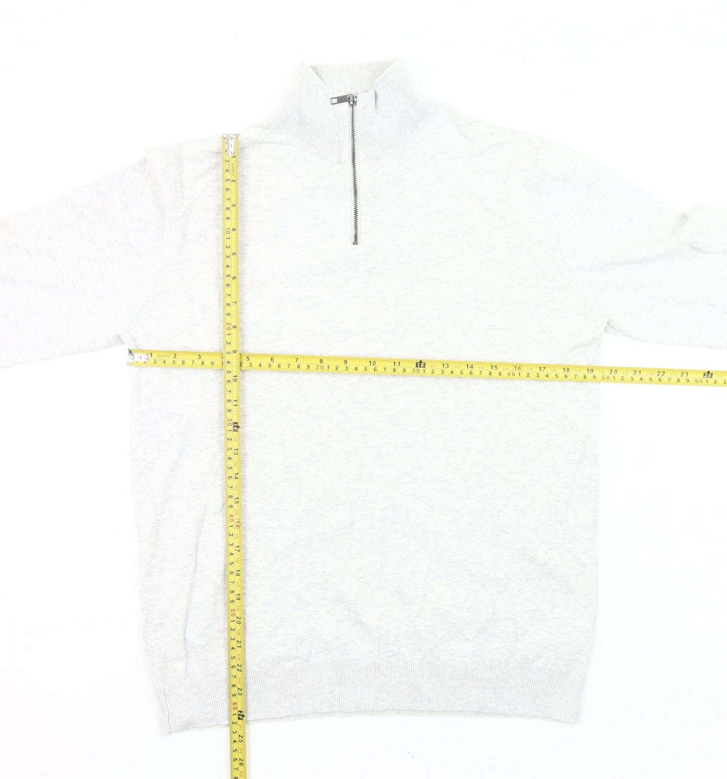 Next Men’s Grey M Cotton Nylon 1/4 Zip High Neck Jumper