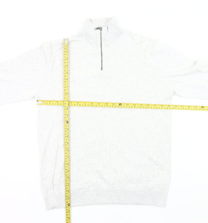 Next Men’s Grey M Cotton Nylon 1/4 Zip High Neck Jumper