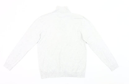 Next Men’s Grey M Cotton Nylon 1/4 Zip High Neck Jumper