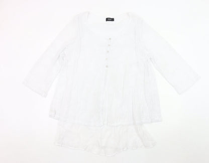 Klass Womens White Tunic Blouse L 3/4 Sleeve Lightweight Knit