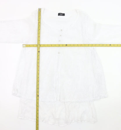 Klass Womens White Tunic Blouse L 3/4 Sleeve Lightweight Knit