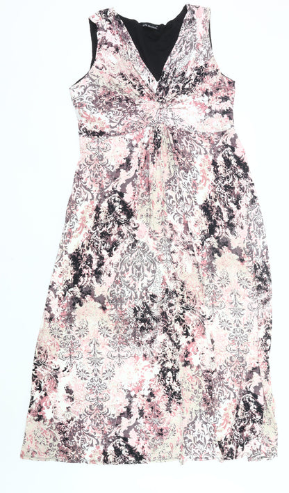 David Emanuel Womens Pink Floral A-Line Viscose Knee Length Dress Size 18