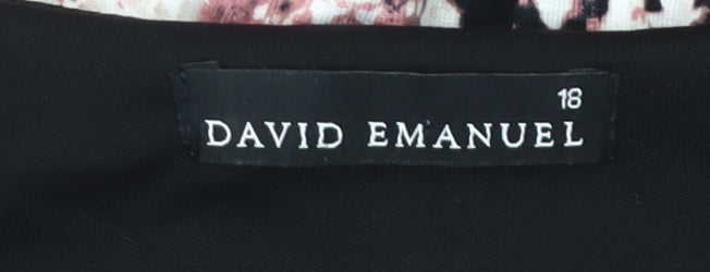 David Emanuel Womens Pink Floral A-Line Viscose Knee Length Dress Size 18