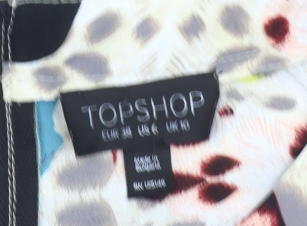 Topshop Women’s Multicolour Animal Print Shift Dress UK 10 Short Sleeve