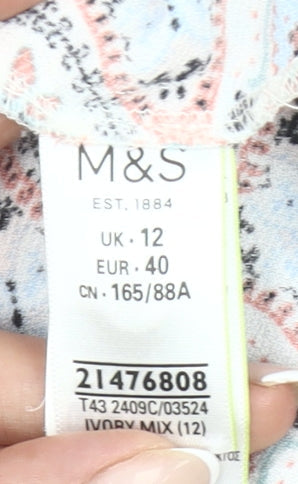 Womens UK Size 12 Marks and Spencer Multicoloured Basic T-Shirt