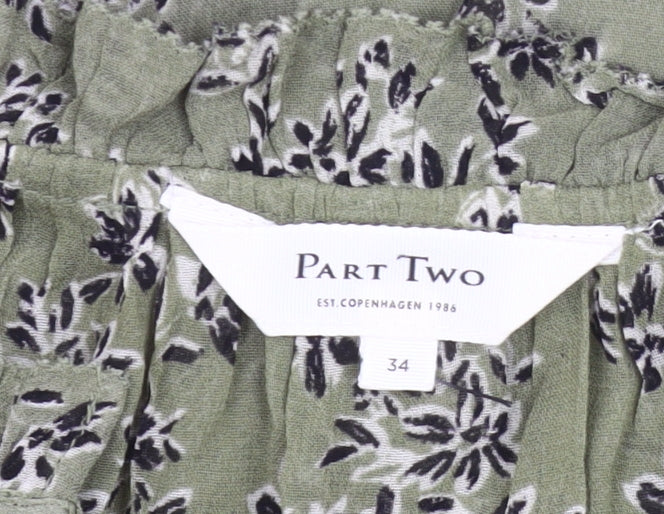 Womens UK Size 6 Part Two Green Tunic Blouse