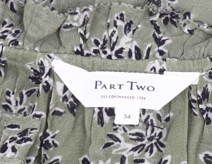 Womens UK Size 6 Part Two Green Tunic Blouse