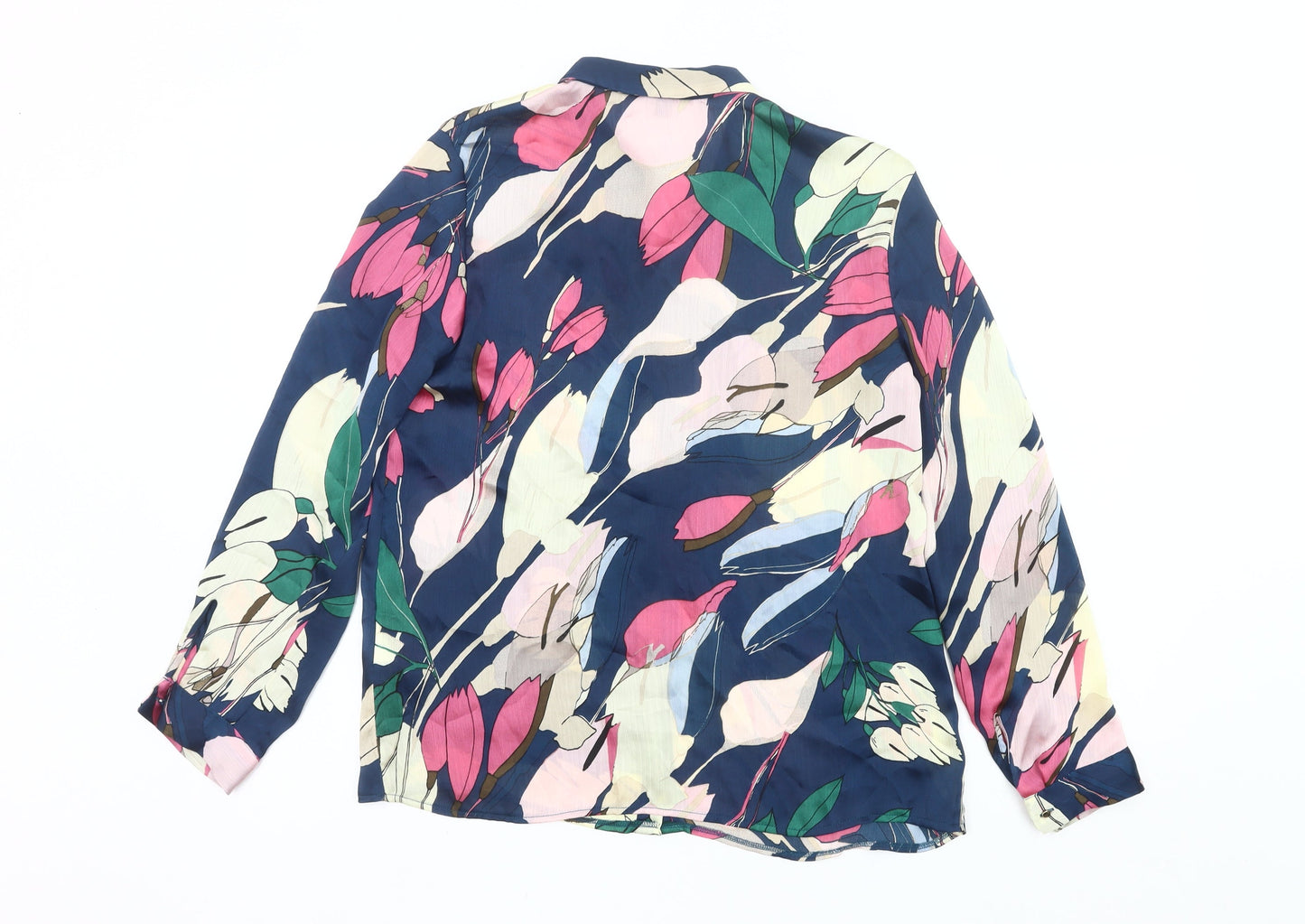 Esprit Women Multicoloured Floral Button-Up Blouse UK 12 Long Sleeve