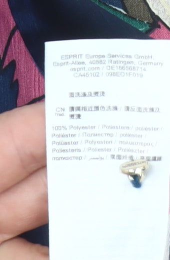 Esprit Women Multicoloured Floral Button-Up Blouse UK 12 Long Sleeve