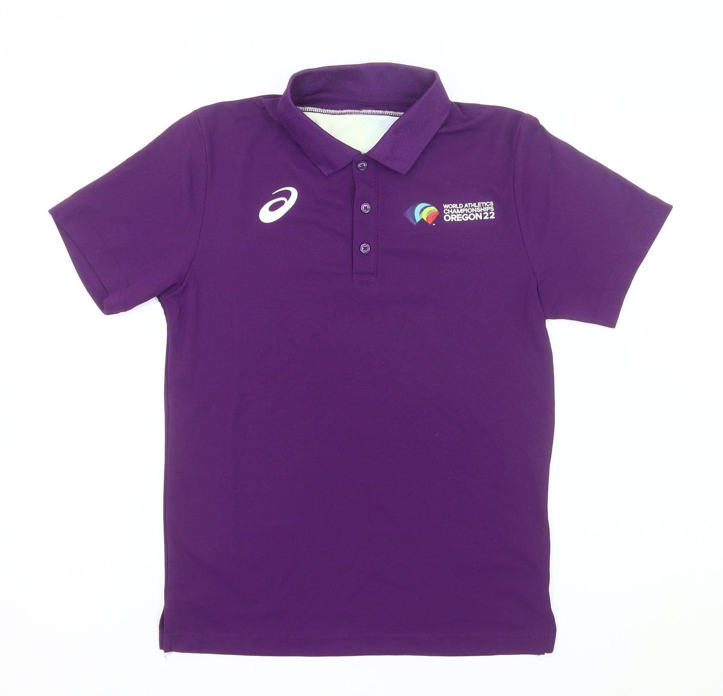 Asics Men’s Purple Polo Shirt Medium Sports Logo Oregon 22